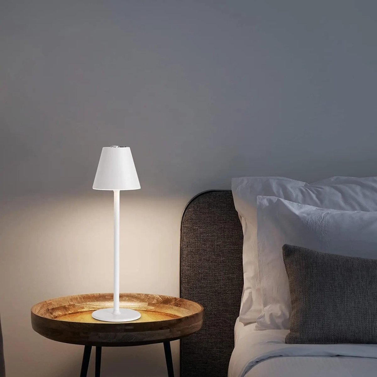 Rayvia Cordless Touch LED Bedside Lamp – Rechargeable & Dimmable Lighting - White