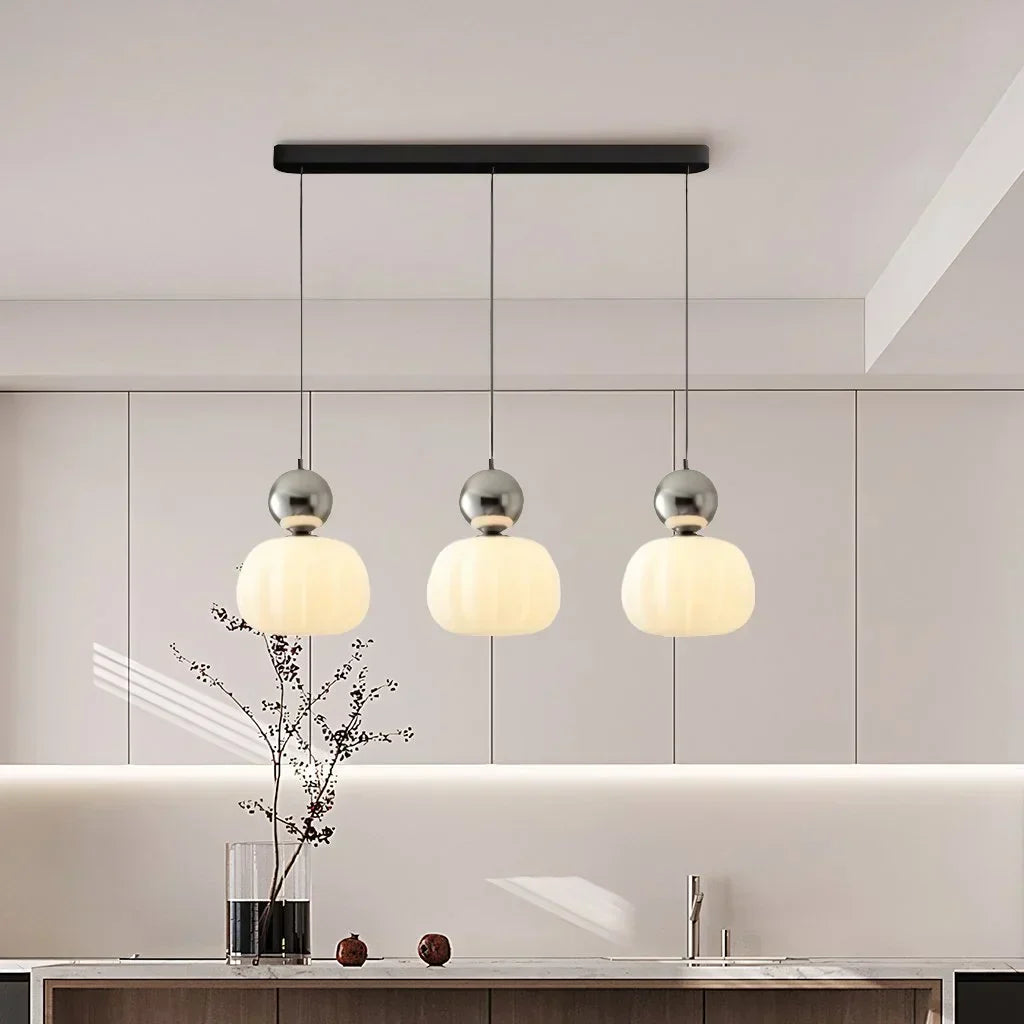 RoyaleGlow Cream Bauhaus Style Art Deco Glass Pendant Light for Modern Spaces