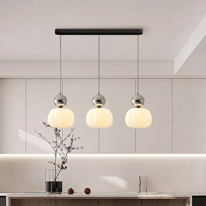 RoyaleGlow Cream Bauhaus Style Art Deco Glass Pendant Light for Modern Spaces
