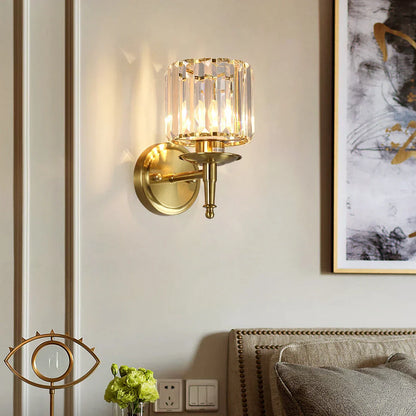 Lumora Vintage Crystal Wall Sconce Luxury Brass Wall Light With Crystal Prism Detailing