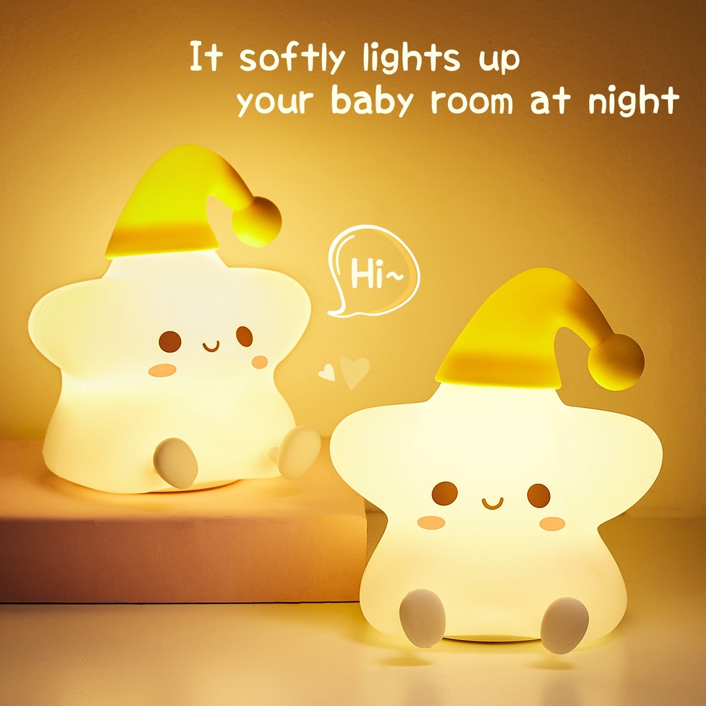 Adorable Night Light - Portable Silicone Star Lamp with 16 Color Changing Modes & Remote Control - Default Title