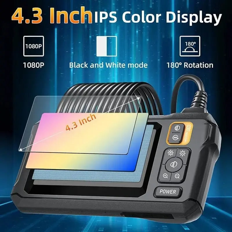 Luxora Industrial Endoscope Inspection Camera – 1080p Hd With 4.3-Inch Display Adjustable Lens