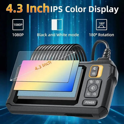 Luxora Industrial Endoscope Inspection Camera – 1080p Hd With 4.3-Inch Display Adjustable Lens