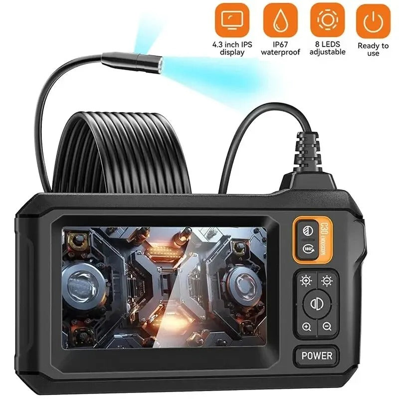 Luxora Industrial Endoscope Inspection Camera – 1080p Hd With 4.3-Inch Display Adjustable Lens