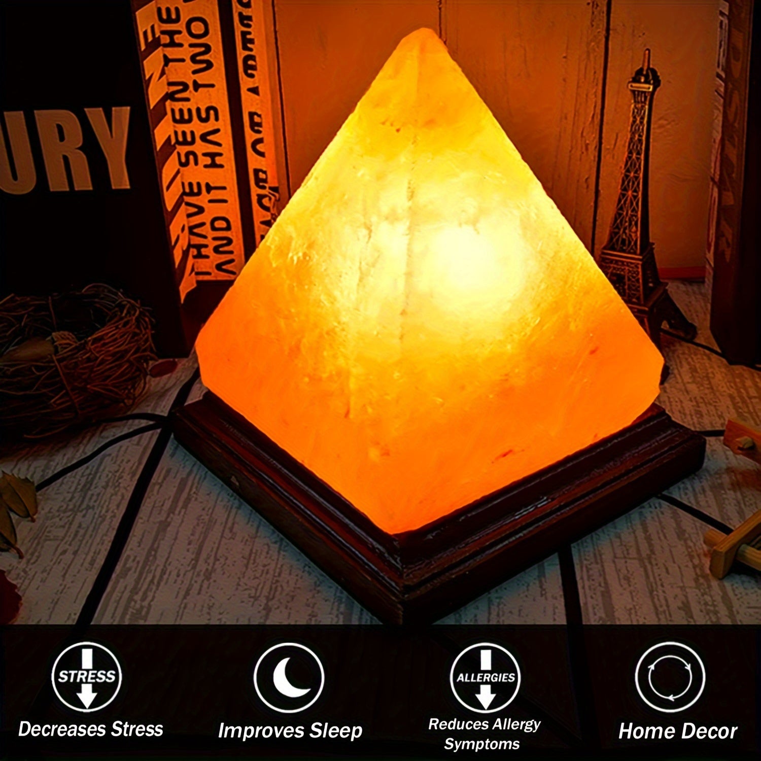 Salt Lamp - Hand-Carved Himalayan Salt Lamp with 8-Color Changing LED, USB Powered - Default Title