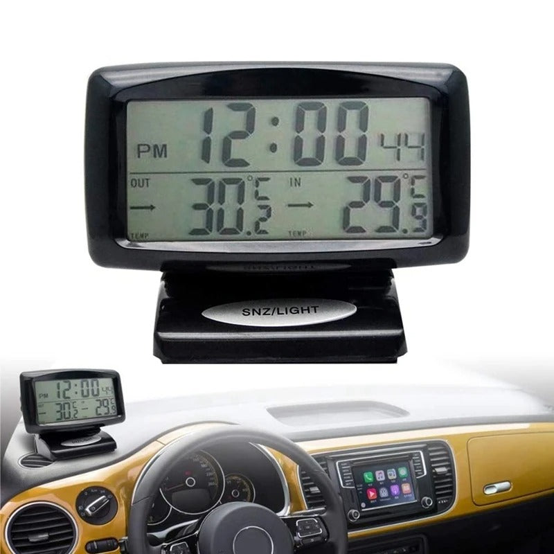 Luxora Car Dashboard Thermometer with Digital Clock Display