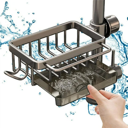 Royallure Premium Aluminum Sink Organizer – Space-Saving Kitchen Storage Rack for Sponges, Soap, & Brushes – Easy Install & Quick Dry Design