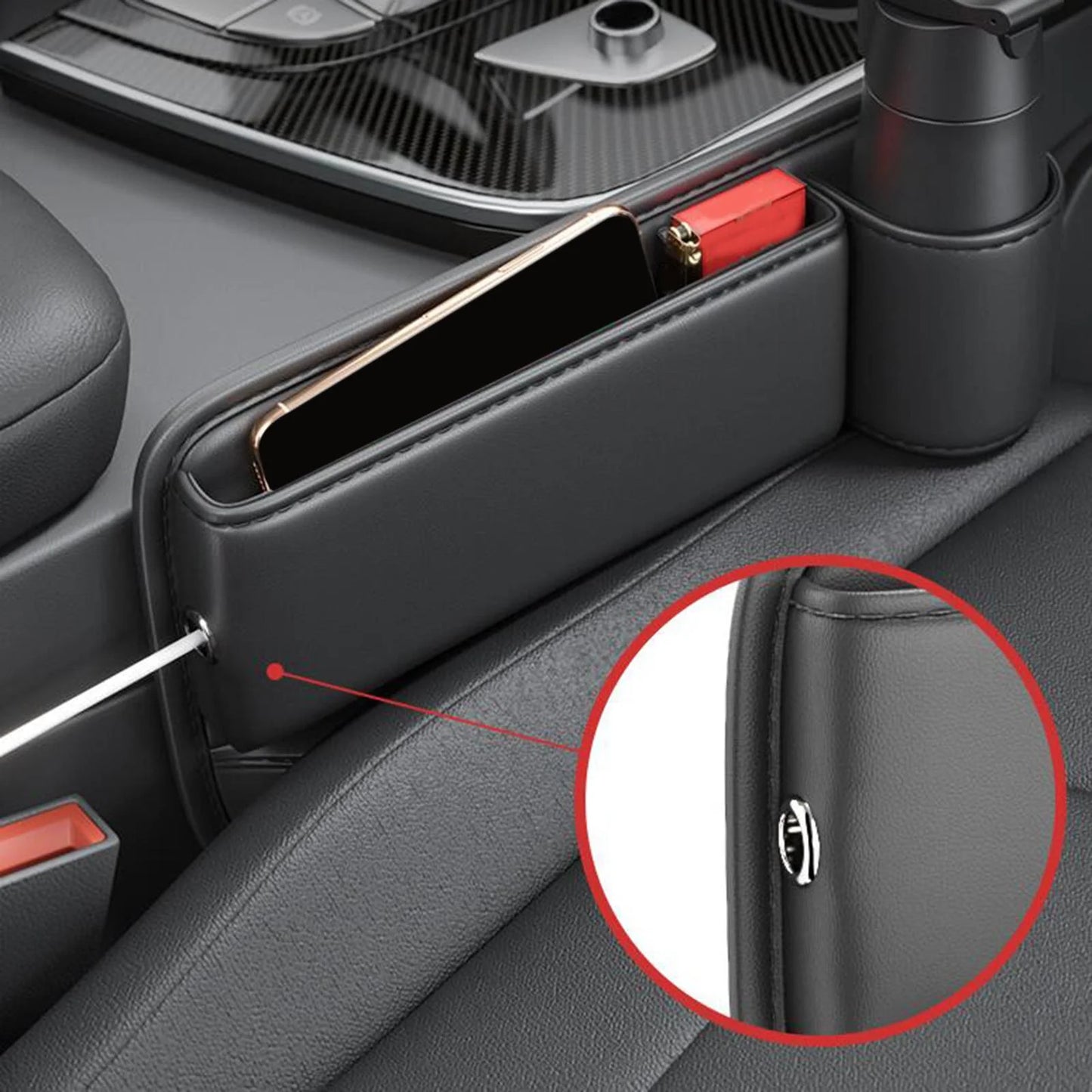 Luxora Car Seat Organizer with Cup Holder - Multifunctional Front Seat Storage Solution