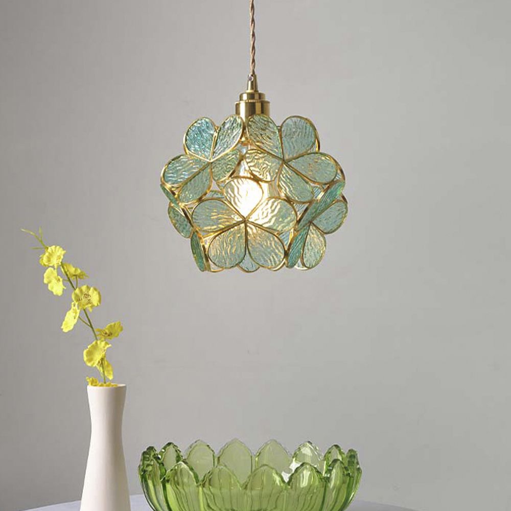 LuxRoyale Cherry Blossom Glass Pendant Lamp for Nordic Floral Living Room