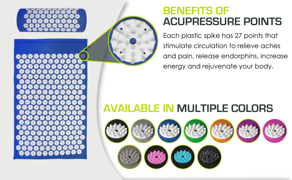 RoyaleGlow Acupuncture Mat with Neck Pillow for Pain Relief