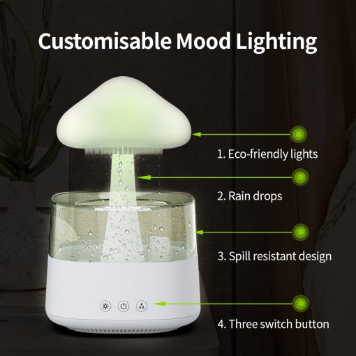 Luxora 2-in-1 Desk Light Humidifier Rain Cloud Aromatherapy Essential Oil Zen Diffuser & Raining Cloud Night Light