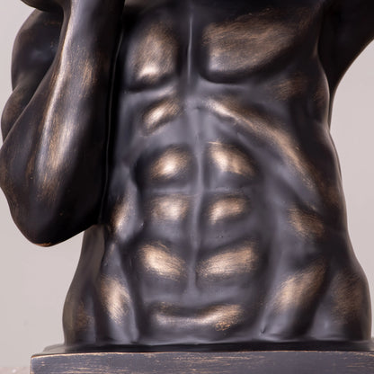 RoyaleGlow Bronze Atlas Sculpture with Silver Orb - Modern Abstract Human Figurine