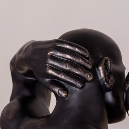 RoyaleGlow Bronze Atlas Sculpture with Silver Orb - Modern Abstract Human Figurine