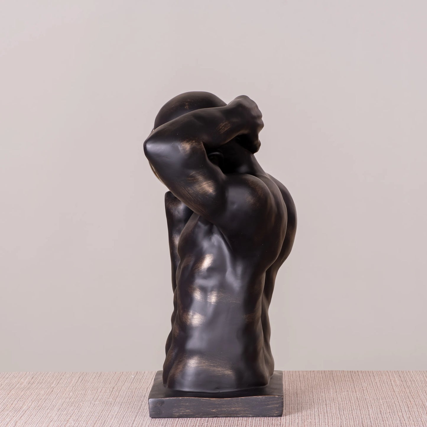 RoyaleGlow Bronze Atlas Sculpture with Silver Orb - Modern Abstract Human Figurine
