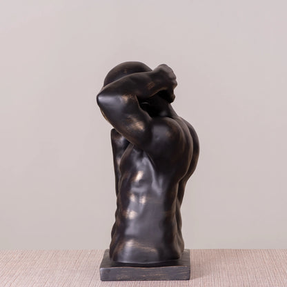 RoyaleGlow Bronze Atlas Sculpture with Silver Orb - Modern Abstract Human Figurine