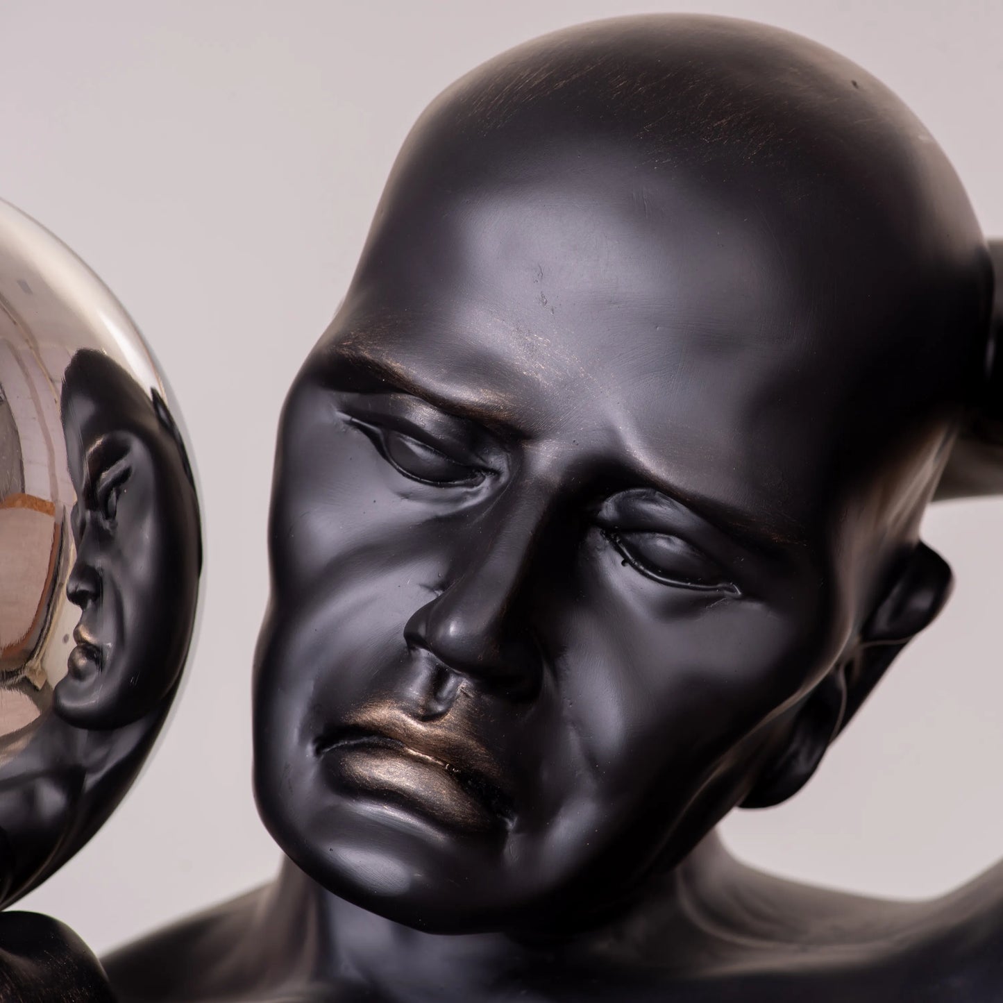 RoyaleGlow Bronze Atlas Sculpture with Silver Orb - Modern Abstract Human Figurine