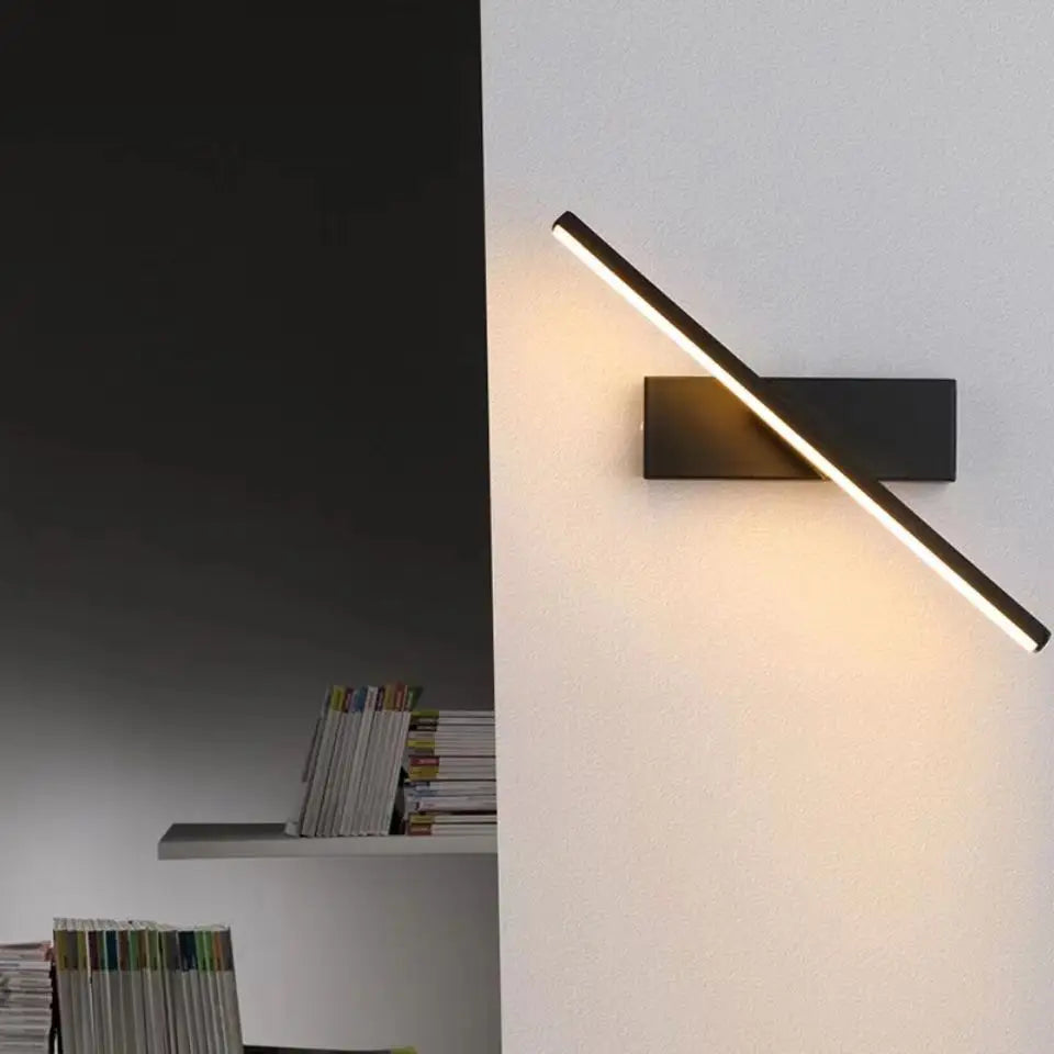 Rotatable LED Wall Light - Modern Lamp for Bedroom & Living Room - Black / Warm White