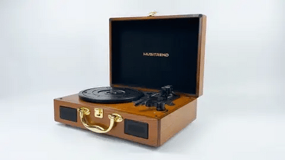 RoyaleGlow Vintage Suitcase-Style Vinyl Turntable Record Player