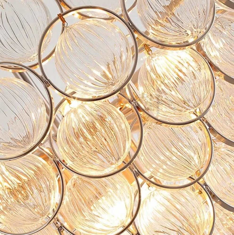 Royelux Modern Gold Glass Sphere Chandelier - Dimmable Living Room Hanging Light