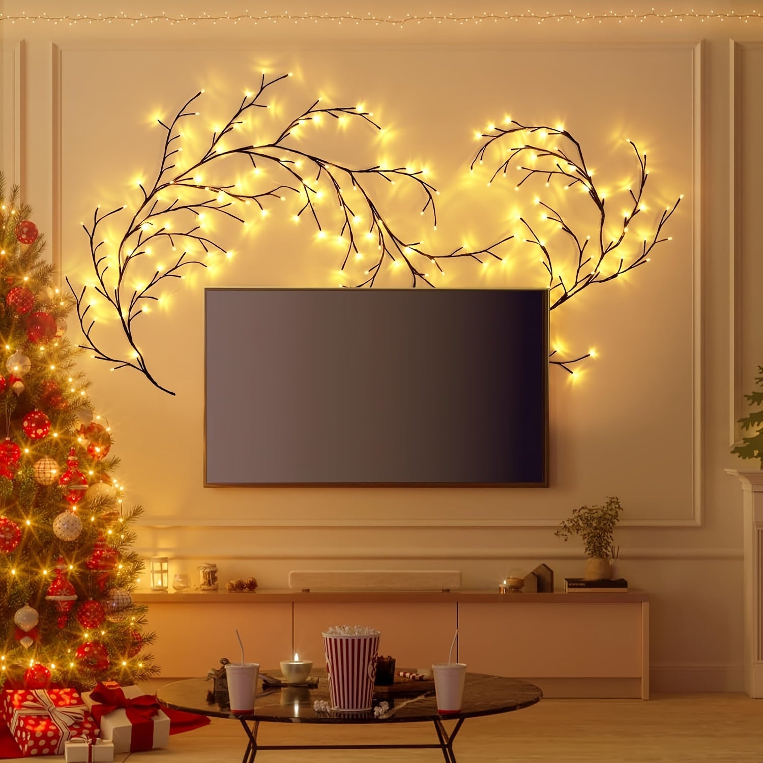 Christmas Vine Tree Lamp - 72/96 LED, 8 Lighting Modes, USB Plug-in, 4.7/6ft - 4.7ft