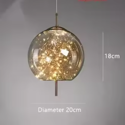 LuxRoyale Smoky Glass Pendant Light, Adjustable Wire Modern Lamp for Kitchen Island