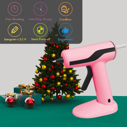 Luxora Cordless Hot Glue Gun Kit (Pink) with 40 Glue Sticks