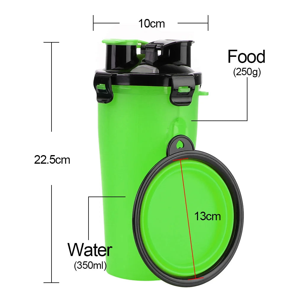 Royaleva 2in1 Collapsible Pet Water Bottle and Feeder