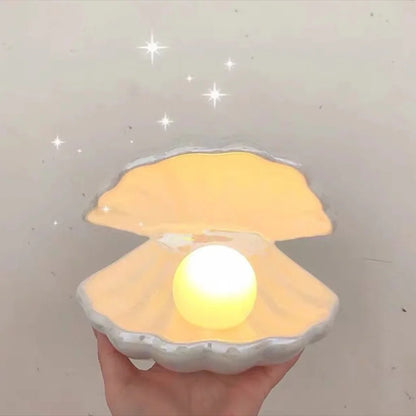 RoyaleGlow Ceramic Shell LED Night Light for Cozy Spaces