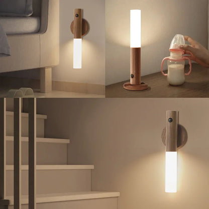 Motion Sensor Night Light – USB Rechargeable LED Wall Lamp with Magnetic Base & Warm Light for Bedrooms & Hallways