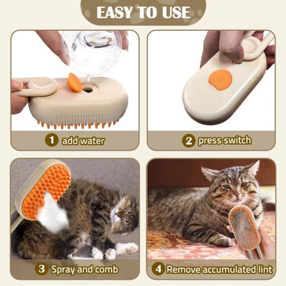 Luxora 3-in-1 Pet Steam Grooming Brush for Cats and Dogs