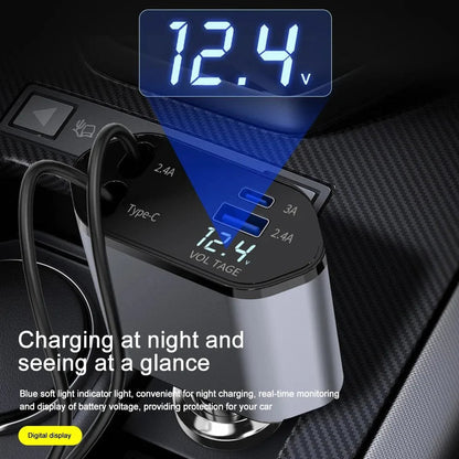 Luxora 120W Retractable Car Charger with Dual USB Ports
