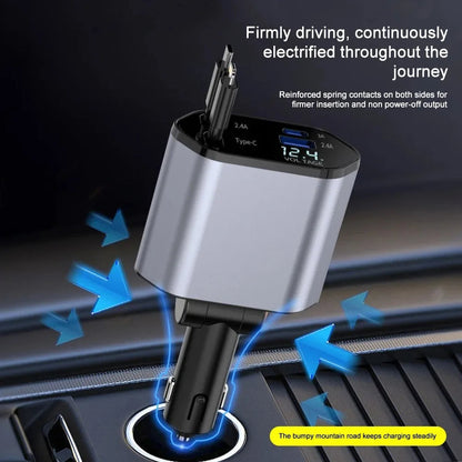 Luxora 120W Retractable Car Charger with Dual USB Ports