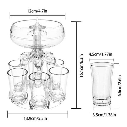 Royaleva 6 Shot Glass Drink Dispenser for Parties