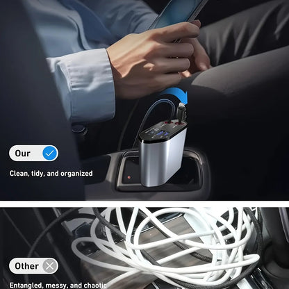 Luxora 120W Retractable Car Charger with Dual USB Ports