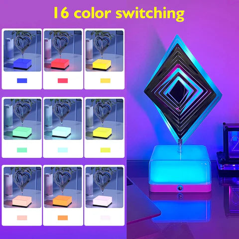 RoyaleGlow 3D Illusion Rotating Night Light Lamp – 10 Stylish Designs - Diamond / 3 Colors