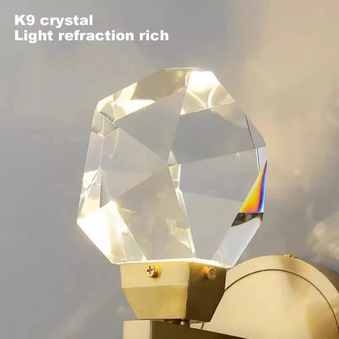 LuxRoyale Crystal Pendant Wall Light With Authentic K9 Crystal Prism Copper Finish