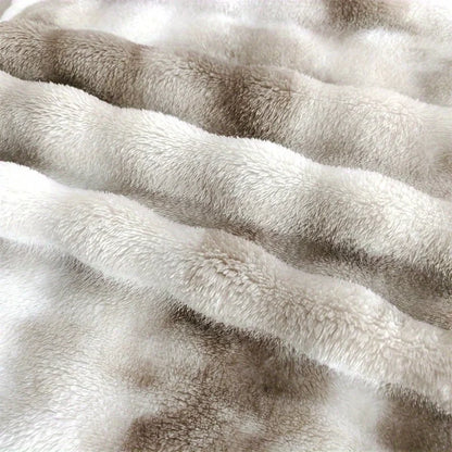 RoyaleGlow Tie-Dye Ultra Soft Faux Rabbit Fur Throw Blanket