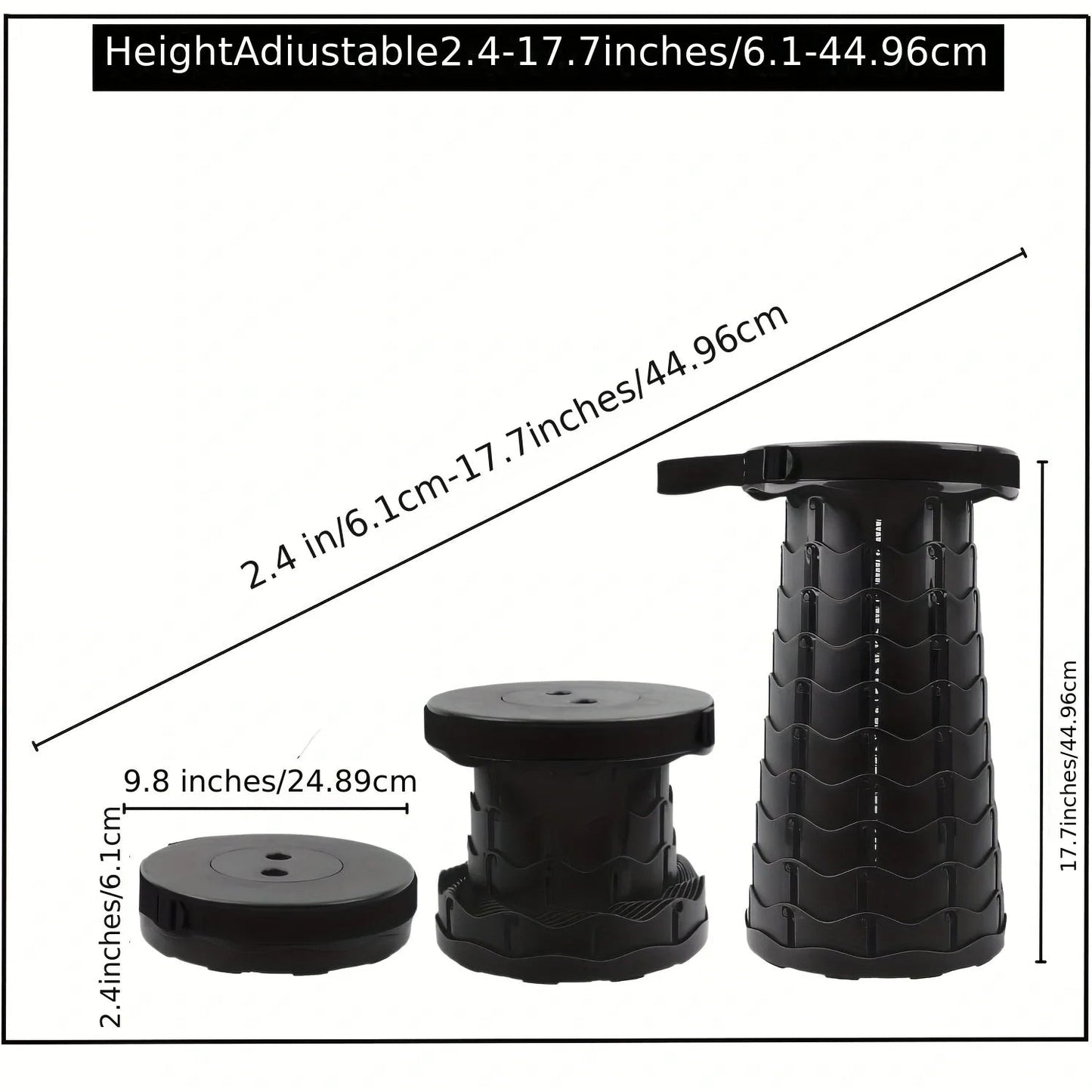 Royaleva Collapsible Folding Telescopic Stool Portable Seat