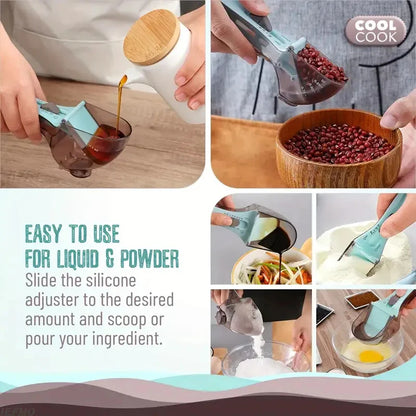 Royaleva 2Pcs Adjustable Measuring Cup And Measuring Spoon
