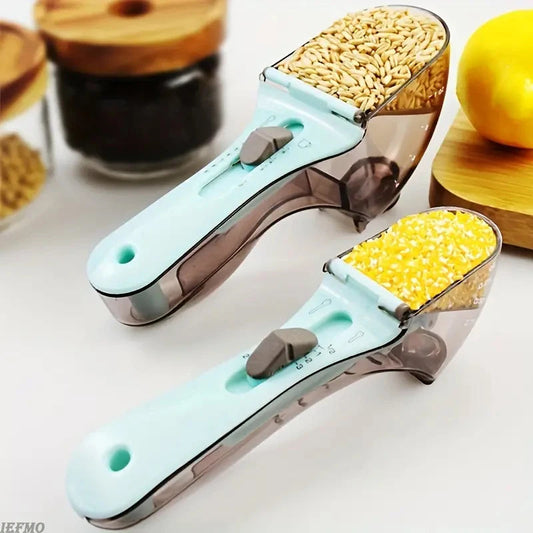 Royaleva 2Pcs Adjustable Measuring Cup And Measuring Spoon