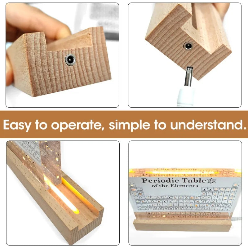 Royaleva Acrylic Periodic Table with Wooden Light Base