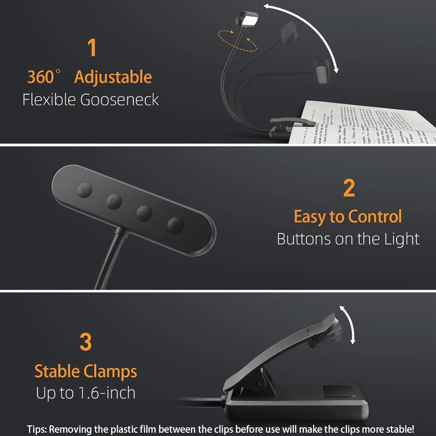 Luxora LED Book Light with Flexible Gooseneck and USB Rechargeable