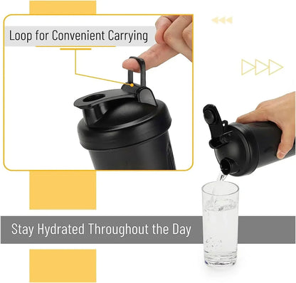 Luxora 600ml Leak-Proof Protein Shaker Bottle with Mixing Ball