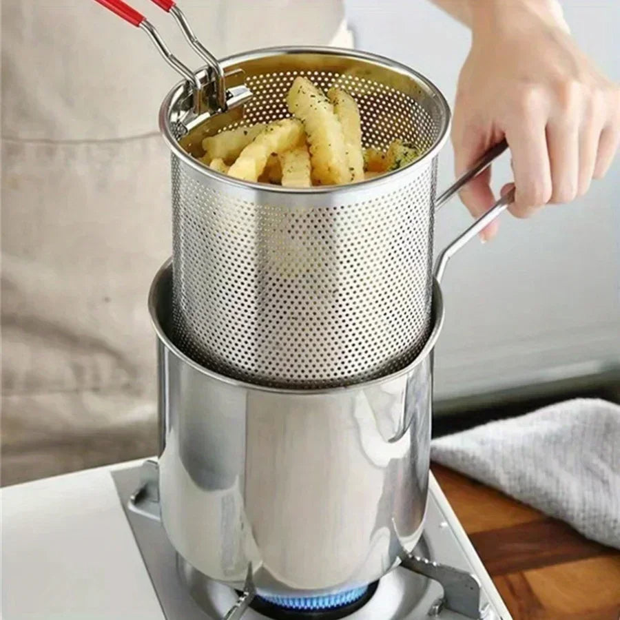 Royaleva 1200ML Deep Fryer Pot with Strainer for Home Use