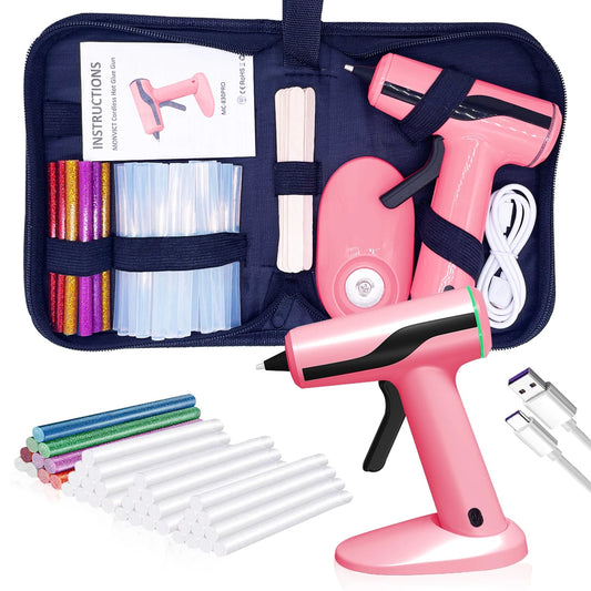 Luxora Cordless Hot Glue Gun Kit (Pink) with 40 Glue Sticks