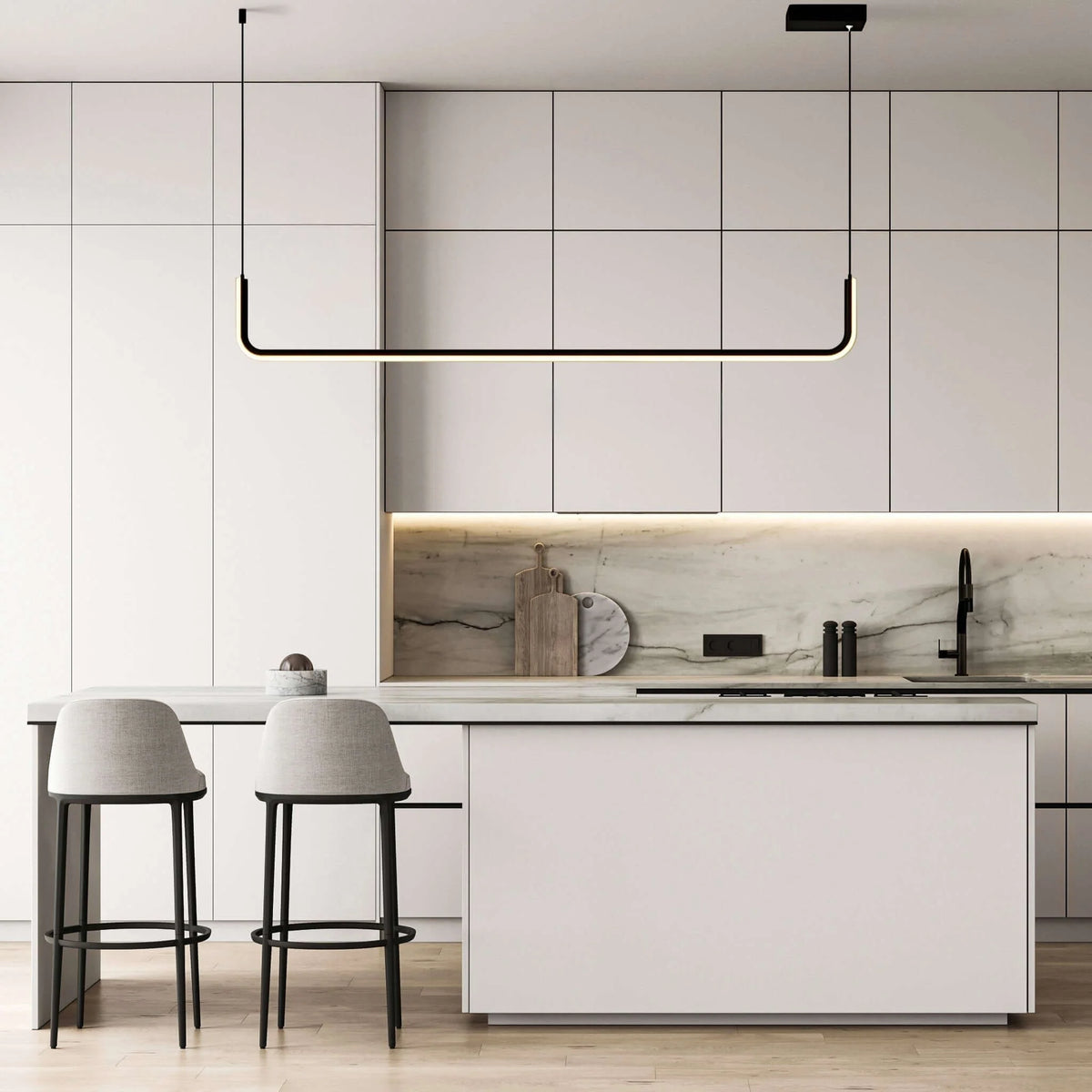 Royelux Modern Linear LED Pendant Light For Kitchen Island And Dining Room