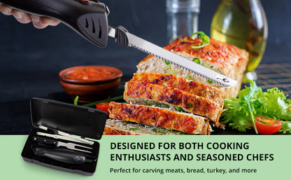 RoyaleGlow Electric Knife with Ergonomic Grip and Fork