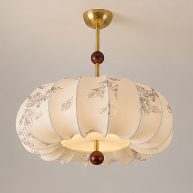 RoyaleGlow Pleated Fabric Semi-Flush Mount Ceiling Light with Botanical Print