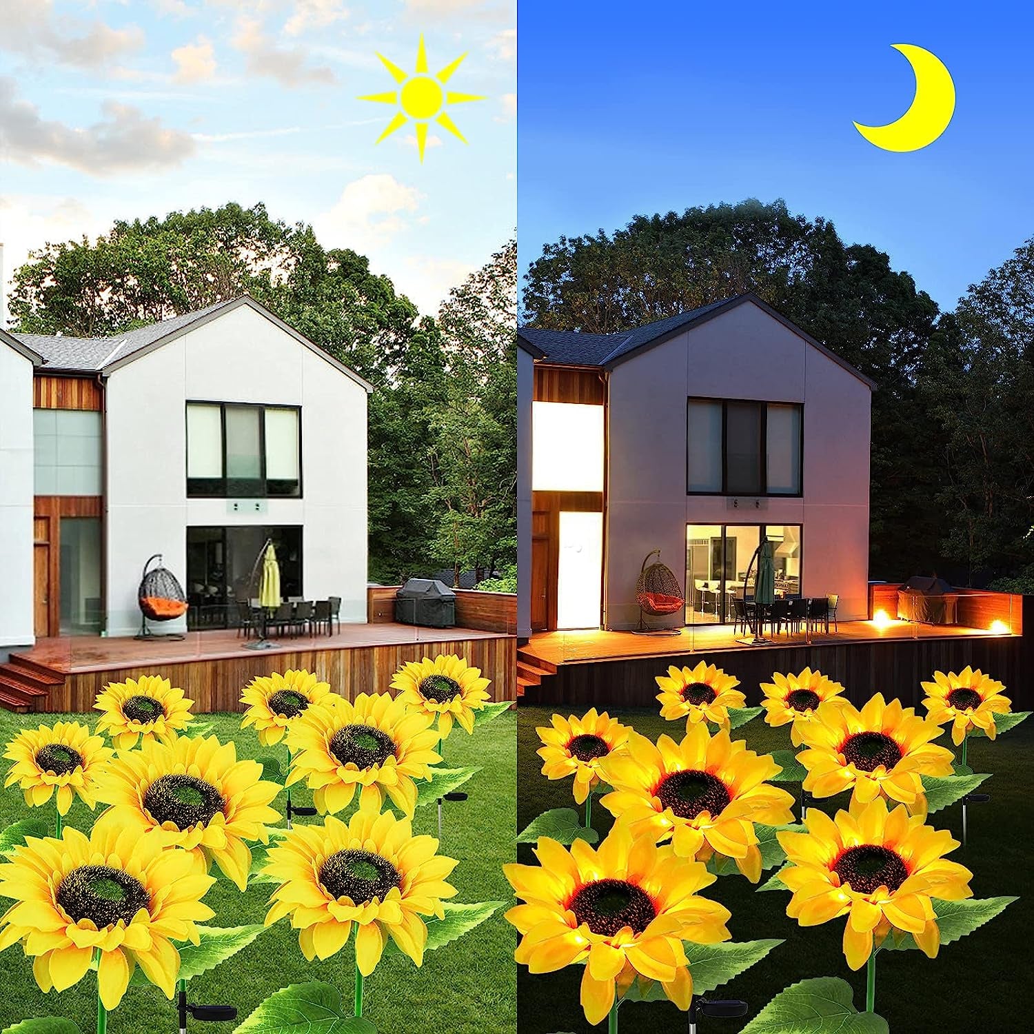 2-Pack Solar Sunflower Garden Light - Outdoor Waterproof LED Garden Lights for Yard Pathway Decoration - Default Title
