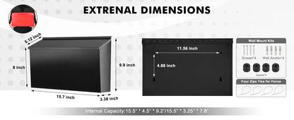 RoyaleGlow Large Capacity Wall-Mount Mailbox for Home